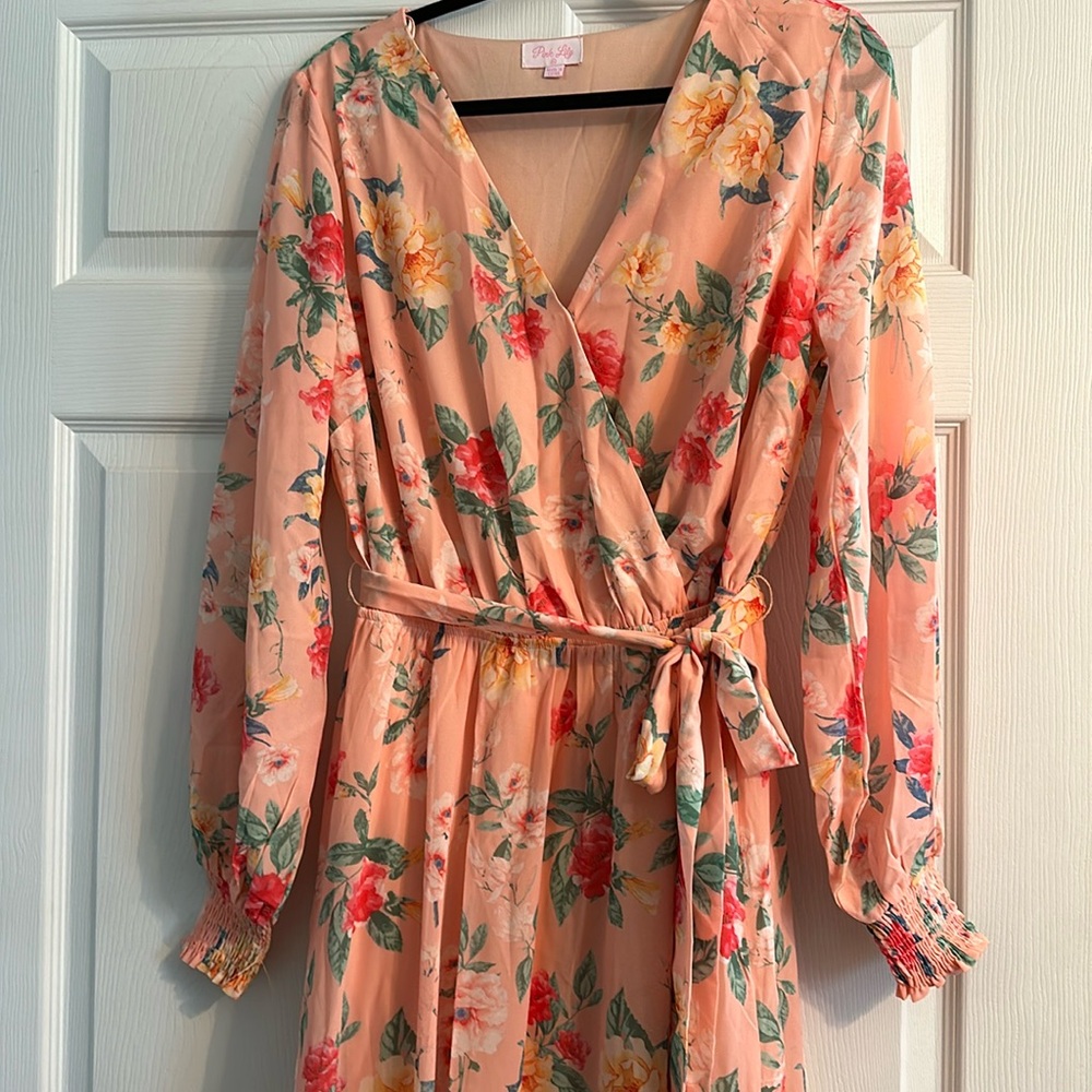 Peach and coral maxi dress
